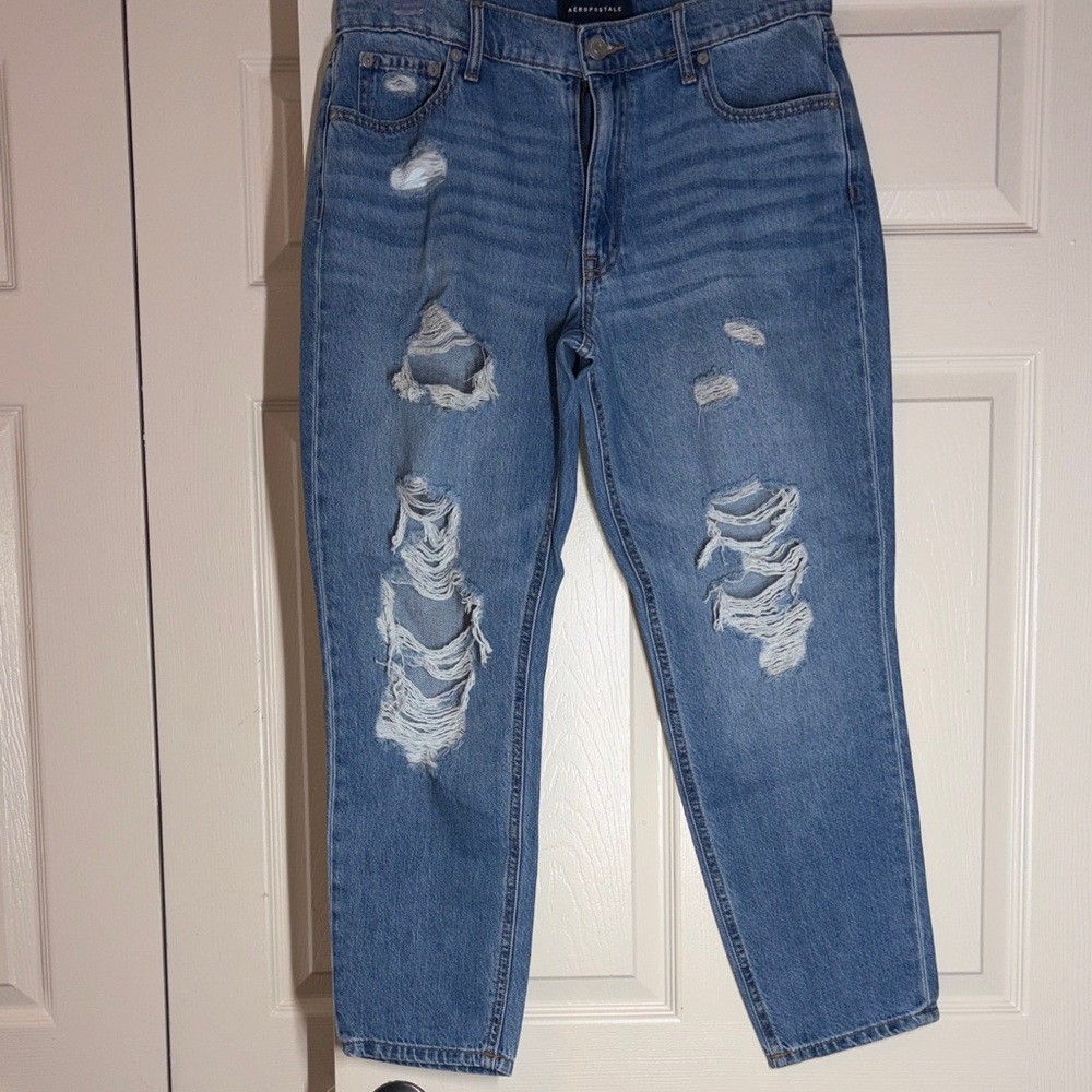 Aeropostale Blue Distressed Flare Jeans